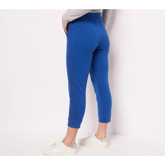 Susan Graver Weekend Reg Washed French Terry Cropped Jogger XS River Blue NEW - Picture 2 of 8